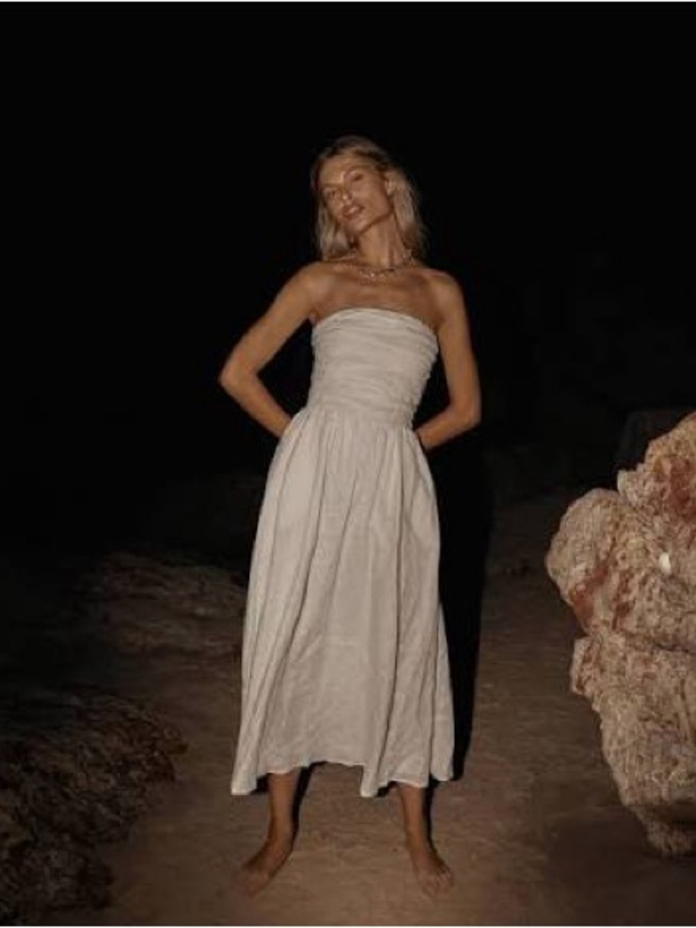 DISSH Strapless Midi Dress in Ivory